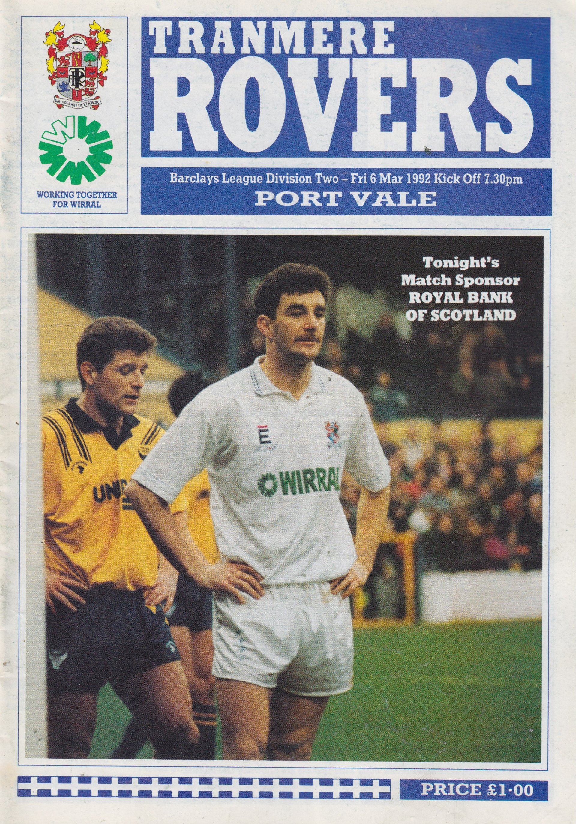 Tranmere Rovers v Port Vale match programme